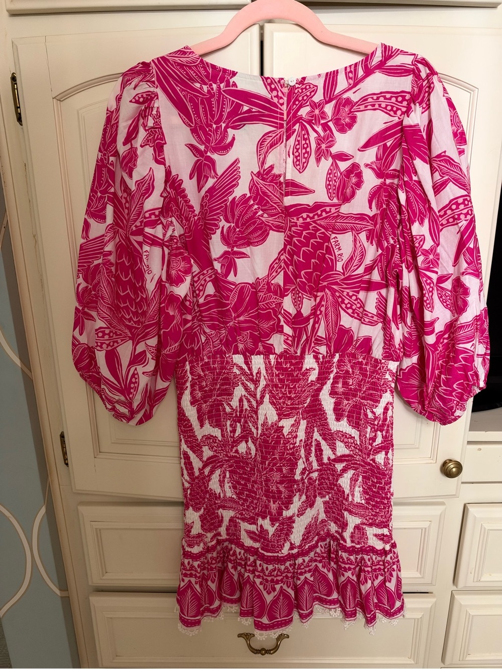FARM Rio Pink Floral Lace-Trim Mini Dress - Picture 2 of 3
